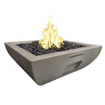 American Fyre Design - 36 Inch Bordeaux Square Fire Bowl, White Aspen, Natural Gas-United Backyard
