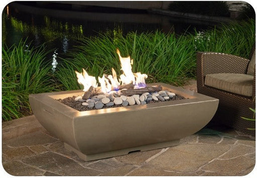 American Fyre Design - 50 Inch Bordeaux Rectangle Fire Bowl, Black Lava, Propane Gas-United Backyard