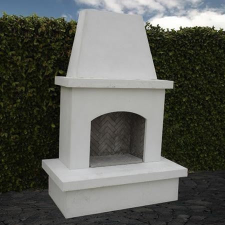 American Fyre Design - 96 Inch Vented Free-Standing Outdoor Contractor's Model Fireplace - White Concrete-United Backyard