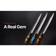 Brazilian Flame - 10" Traditional Line Forged Gross Stainls Steel Knife 5mm w/Leather Case - Luxor Yellow-United Backyard