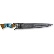 Brazilian Flame - 10" Traditional Line Forged Stainless Steel Knife 5mm w/Leather Case - Luxor Polished Blue-United Backyard