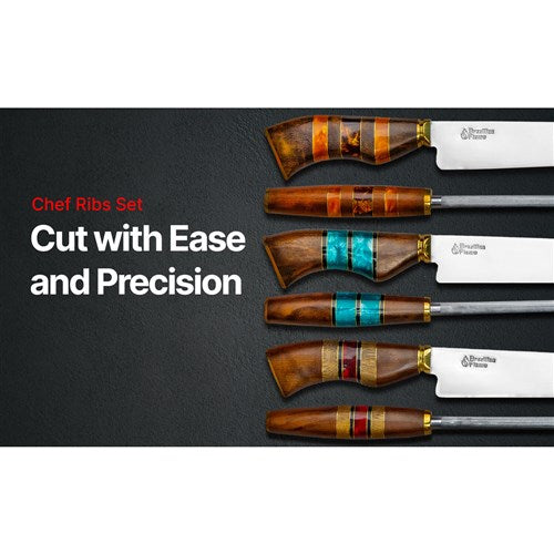 Brazilian Flame - 10" Traditional Line Stainless Steel Knife 3mm with Sharpener and w/Case - Ribs Set Green-United Backyard