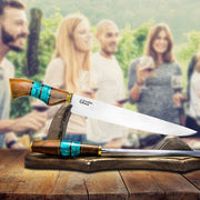 Brazilian Flame - 10" Traditional Line Stainless Steel Knife 3mm with Sharpener and w/Case - Ribs Set Green-United Backyard