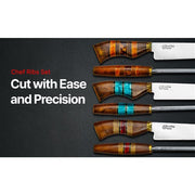 Brazilian Flame - 10" Traditional Line Stainless Steel Knife 3mm with Sharpener and w/Case - Ribs Set Yellow-United Backyard