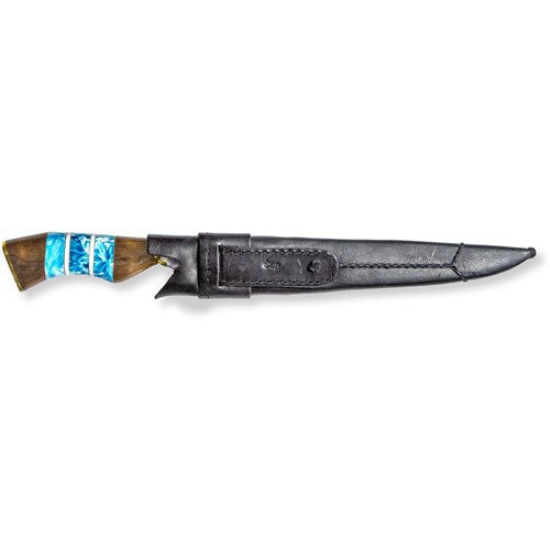 Brazilian Flame - 10" Traditional Line Stainless Steel Knife 5mm with Wooden Handle w/Case - Versatile Blue-United Backyard