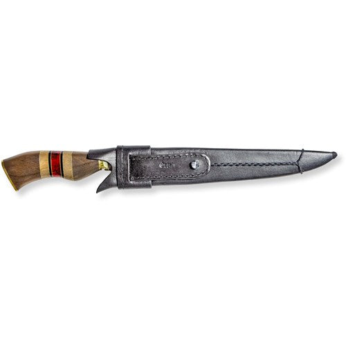 Brazilian Flame - 10" Traditional Line Stainless Steel Knife 5mm with Wooden Handle w/Case - Versatile Red-United Backyard