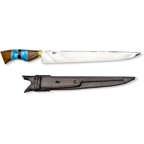Brazilian Flame - 12" Traditional Line Stainless Steel Knife 5mm with Wooden Handle w/Case - Versatile Blue-United Backyard