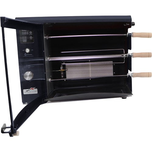 Brazilian Flame - Gas Rotisserie Brazilian Grill, 3 Skewer Unit, No Upper Tray - Black-United Backyard