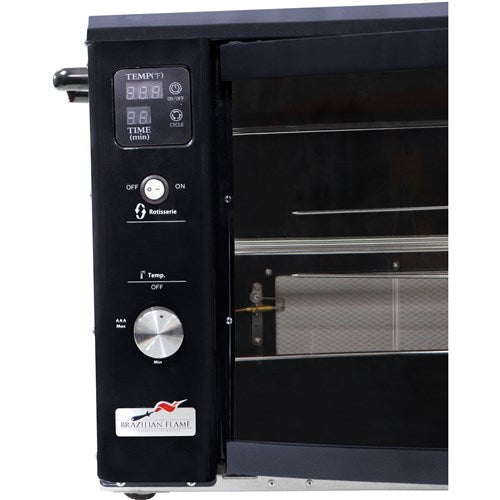 Brazilian Flame - Gas Rotisserie Brazilian Grill, 3 Skewer Unit, No Upper Tray - Black-United Backyard