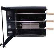 Brazilian Flame - Gas Rotisserie Brazilian Grill, 3 Skewer Unit, No Upper Tray - Black-United Backyard