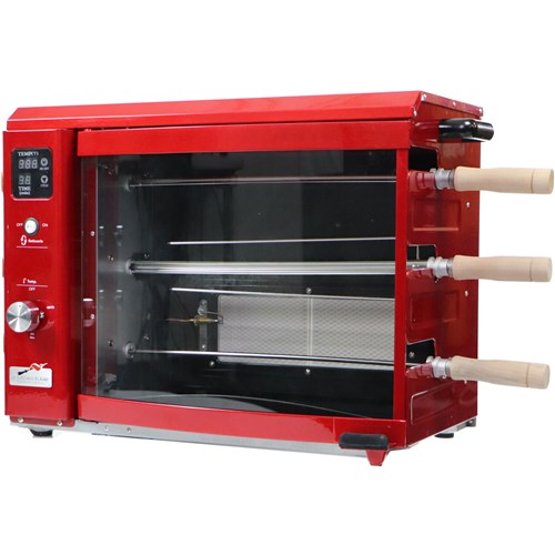 Brazilian Flame - Gas Rotisserie Brazilian Grill, 3 Skewer Unit, No Upper Tray - Red-United Backyard