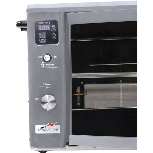 Brazilian Flame - Gas Rotisserie Brazilian Grill, 3 Skewer Unit, No Upper Tray - Silver-United Backyard