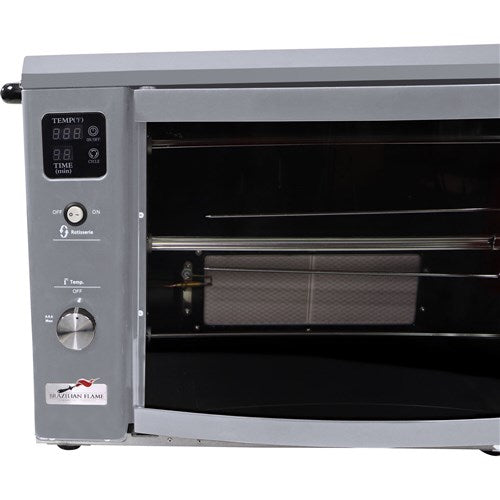 Brazilian Flame - Gas Rotisserie Brazilian Grill, 3 Skewer Unit, No Upper Tray - Silver-United Backyard