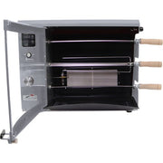Brazilian Flame - Gas Rotisserie Brazilian Grill, 3 Skewer Unit, No Upper Tray - Silver-United Backyard