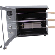 Brazilian Flame - Gas Rotisserie Brazilian Grill, 3 Skewer Unit, No Upper Tray - Silver-United Backyard