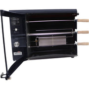 Brazilian Flame - Gas Rotisserie Brazilian Grill, 3 Skewer Unit, Upper Tray INCLUDED - Black-United Backyard