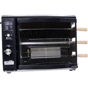 Brazilian Flame - Gas Rotisserie Brazilian Grill, 3 Skewer Unit, Upper Tray INCLUDED - Black-United Backyard