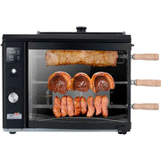 Brazilian Flame - Gas Rotisserie Brazilian Grill, 3 Skewer Unit, Upper Tray INCLUDED - Black-United Backyard