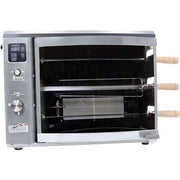 Brazilian Flame - Gas Rotisserie Brazilian Grill, 3 Skewer Unit, Upper Tray INCLUDED - Silver-United Backyard