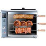Brazilian Flame - Gas Rotisserie Brazilian Grill, 3 Skewer Unit, Upper Tray INCLUDED - Silver-United Backyard