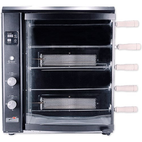 Brazilian Flame - Gas Rotisserie Brazilian Grill, 5 Skewer Unit, No Upper Tray - Black-United Backyard