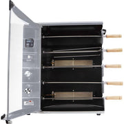 Brazilian Flame - Gas Rotisserie Brazilian Grill, 5 Skewer Unit, No Upper Tray - Silver-United Backyard