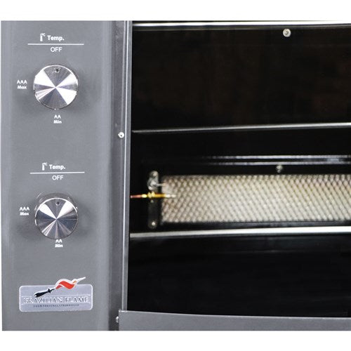 Brazilian Flame - Gas Rotisserie Brazilian Grill, 5 Skewer Unit, No Upper Tray - Silver-United Backyard