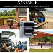 Brazilian Flame - Gas Rotisserie Brazilian Grill, 5 Skewer Unit, No Upper Tray - Silver-United Backyard