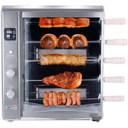 Brazilian Flame - Gas Rotisserie Brazilian Grill, 5 Skewer Unit, No Upper Tray - Silver-United Backyard