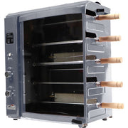 Brazilian Flame - Gas Rotisserie Brazilian Grill, 5 Skewer Unit, No Upper Tray - Silver-United Backyard