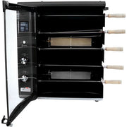 Brazilian Flame - Gas Rotisserie Brazilian Grill, 5 Skewer Unit, Upper Tray INCLUDED - Black-United Backyard