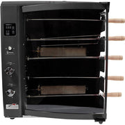 Brazilian Flame - Gas Rotisserie Brazilian Grill, 5 Skewer Unit, Upper Tray INCLUDED - Black-United Backyard