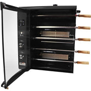 Brazilian Flame - Gas Rotisserie Brazilian Grill, 5 Skewer Unit, Upper Tray INCLUDED - Black-United Backyard