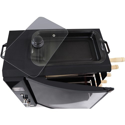 Brazilian Flame - Gas Rotisserie Brazilian Grill, 5 Skewer Unit, Upper Tray INCLUDED - Black-United Backyard