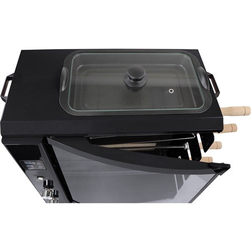 Brazilian Flame - Gas Rotisserie Brazilian Grill, 5 Skewer Unit, Upper Tray INCLUDED - Black-United Backyard