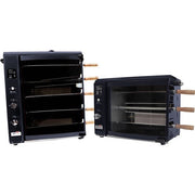 Brazilian Flame - Gas Rotisserie Brazilian Grill, 5 Skewer Unit, Upper Tray INCLUDED - Black-United Backyard