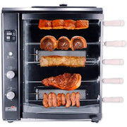 Brazilian Flame - Gas Rotisserie Brazilian Grill, 5 Skewer Unit, Upper Tray INCLUDED - Black-United Backyard