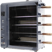 Brazilian Flame - Gas Rotisserie Brazilian Grill, 5 Skewer Unit, Upper Tray INCLUDED - Silver-United Backyard