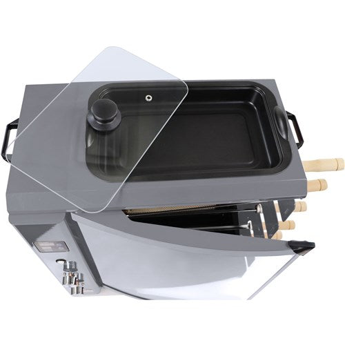 Brazilian Flame - Gas Rotisserie Brazilian Grill, 5 Skewer Unit, Upper Tray INCLUDED - Silver-United Backyard