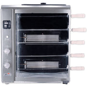 Brazilian Flame - Gas Rotisserie Brazilian Grill, 5 Skewer Unit, Upper Tray INCLUDED - Silver-United Backyard