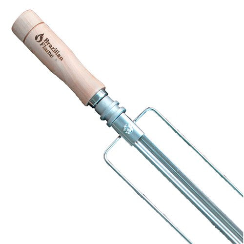 Brazilian Flame - Triple Skewer For Large Meats Including Whole Chicken - Stainless-United Backyard