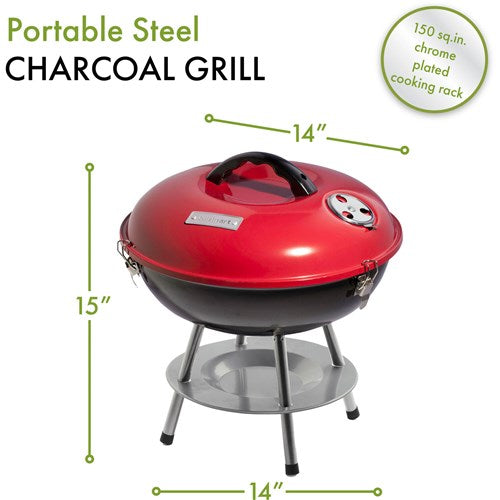 Cuisinart Grill - 14" Charcoal Grill Red/Black - Red/Black-United Backyard