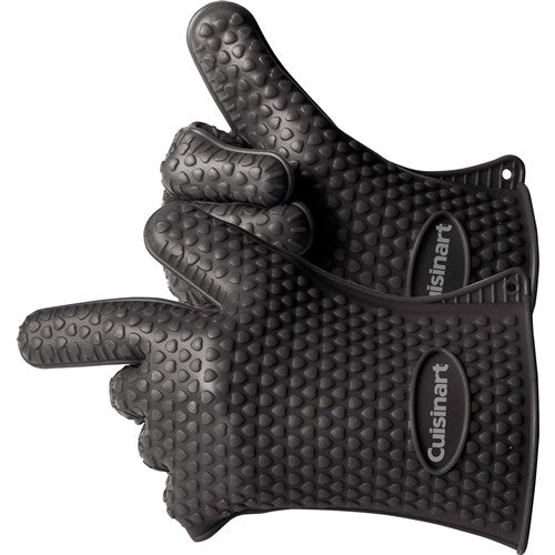 Cuisinart Grill - 2 Pc Heat Resistant Silicone Gloves, Resistant to 425 F, Ambidextrous - Black-United Backyard