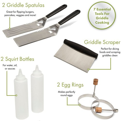 Cuisinart Grill - 7 Pc Griddlin Kit Includes 2 Spatulas, 2 Squirt Bottles, 2 Egg Rings, Scrape-United Backyard