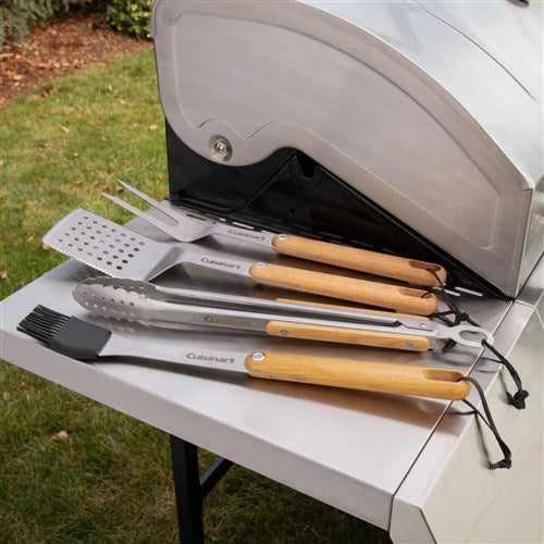 Cuisinart Grill - Ash BBQ Toolset 4 Piece, Wood is Sealed-United Backyard