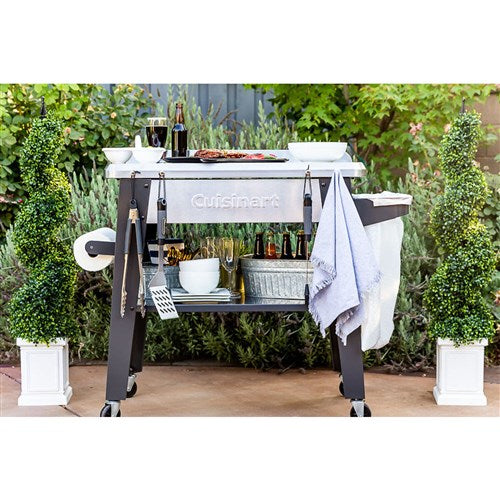 Cuisinart Grill - Outdoor Prep Table 36" x 22" Storage Shelf, Paper Towel Holder - Stainless Steel-United Backyard