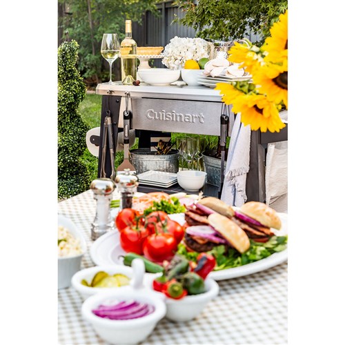 Cuisinart Grill - Outdoor Prep Table 36" x 22" Storage Shelf, Paper Towel Holder - Stainless Steel-United Backyard