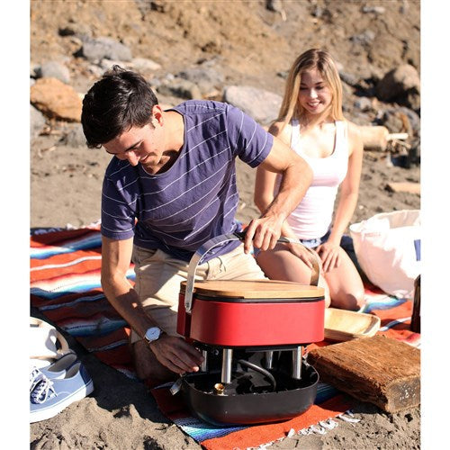 Cuisinart Grill - Venture Portable Gas Grill, 154 sq in Cooking Space, Chopping Board included - Red/Black-United Backyard