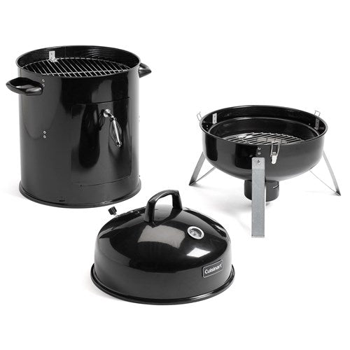 Cuisinart Grill - Vertical 16" Charcoal Smoker, Vents in Lid - Black-United Backyard
