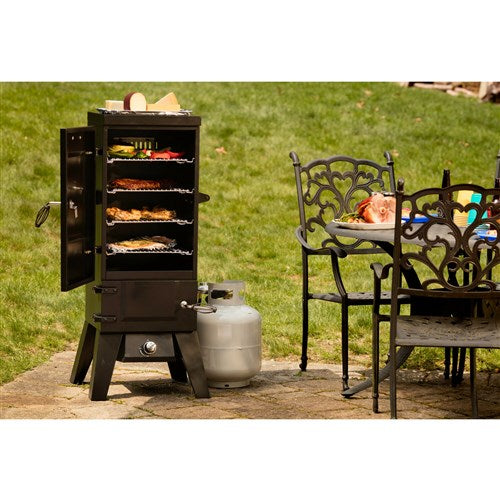 Cuisinart Grill - Vertical Propane Gas Smoker, 4 Racks, 30" Vertical Cooking Space - Black-United Backyard
